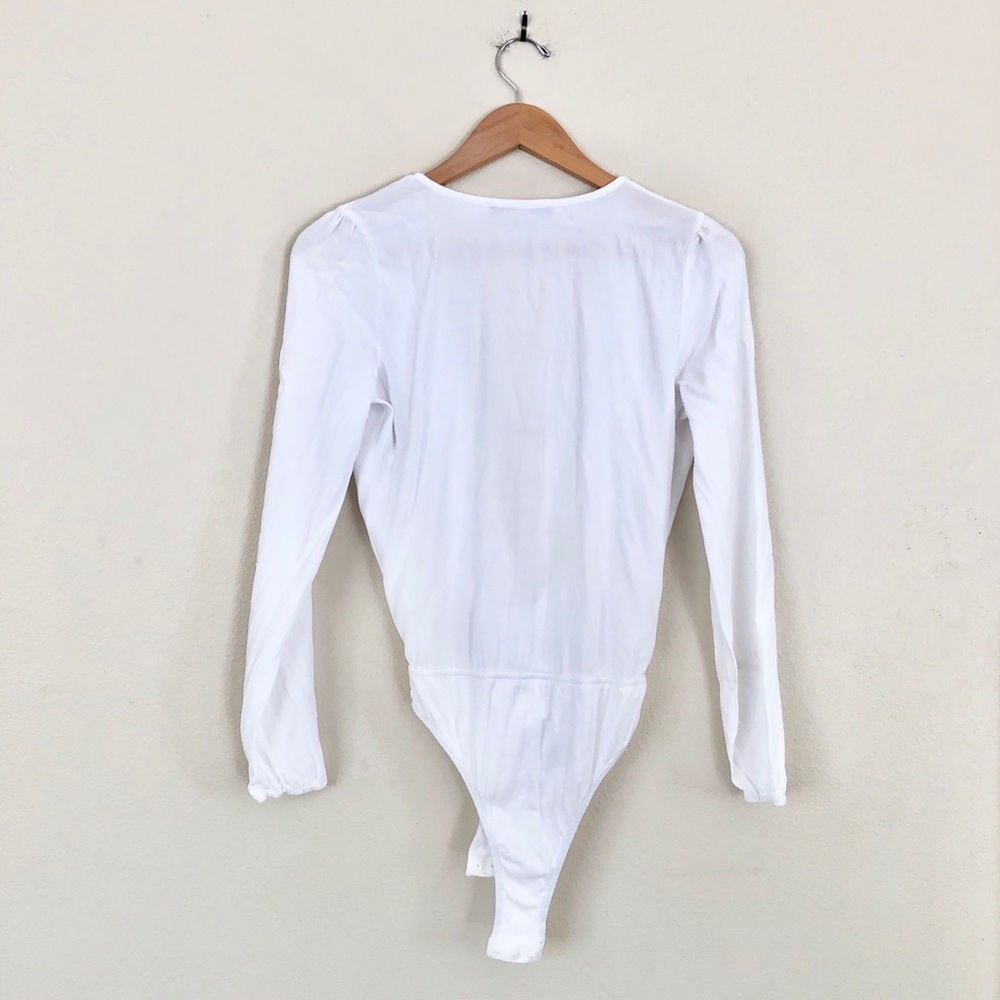 LOVERS + FRIENDS Surplice Wrap Long Sleeve Bodysuit in White - Picture 8 of 8